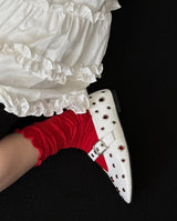 metal eyelet flat shoes (white)