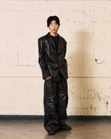 Circle Leather Blazer (Black)