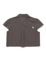 チェッカード ダブル ブラウス(BROWN)
