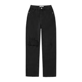 DESTROYED SLIM WIDE FIT DENIM PANTS_BLACK code 6836