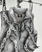 6X chain pattern vest padded jacket (Light Grey)
