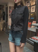 Liberal Crop Two-Way Biker Jacket