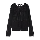 2WAYダメージニットロングスリーブ (Black) F25QB089