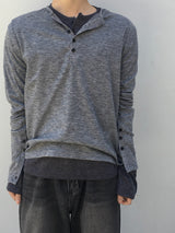 Karu Ribbed Henley Neck Button Long Sleeve 3C