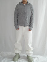 Slim Fit Finger Hole Ribbed Cropped Hood Zip-Up (2c)