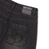WASHING PIN TUCK NAPPING WIDE-FIT DENIM PANTS [BLACK]