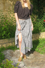 Ruffle long skirt_check