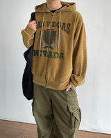 Crack Velvet Hooded Zip-Up