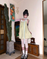 (3color) Wrinkle Lace Slip Dress