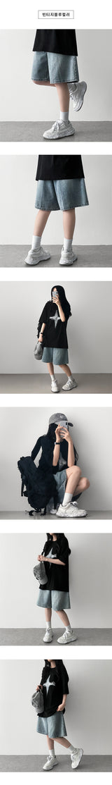 Luo Washing Denim Bermuda Half Shorts