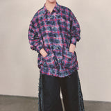 smoke wash check shirt_purple