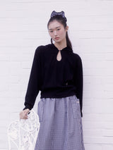 Classic Cut-out Crop Hood Top (BLACK)
