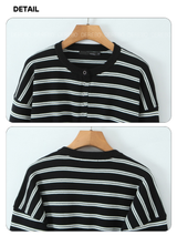 Two-color striped cropped long-sleeved cardigan