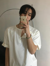 ASCLOダブルヘンリーネック半袖Tシャツ (2color)