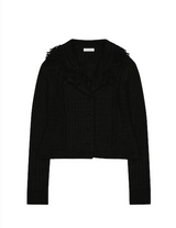 Tassel Collar Knit Cardigan / Black