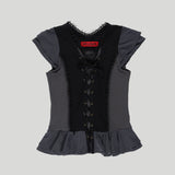 CORSET FLARED T-SHIRT: CHARCOAL