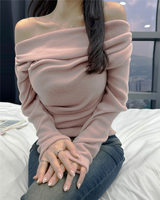 (LOWEST PRICE!/6 COLORS♥/END-OF-YEAR LOOK♥) シアーフリースソフトロングスリーブオフショルダーニット 6 COLORS♥