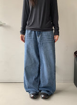 ヒルカカットデニムワイドパンツ