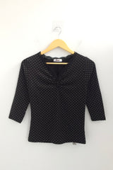 Lace V-Shirring Dot Top