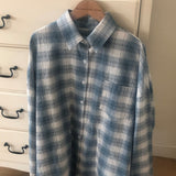 Blue Pepper Oversized Fit Boxy Fit Checkered Shirt Shirt [MANDARINETREE ONLY]