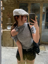 Jeanne Scarf Off Shoulder Tee