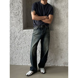 [S/S] Deepblue green wide denim pants