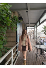 Pink laze oversized-fit knit cardigan