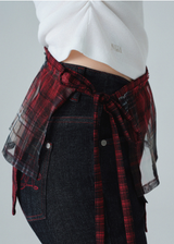 Layered Plaid Wrap Skirt