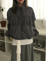 Flo Shirring Button Wind zip-up (5c)