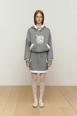 WITTY BUNNY FUR MINI SKIRT [MELANGE GRAY]