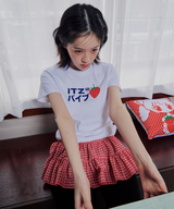 STRAWBERRY LOGO SLIM T SHIRT - WHITE