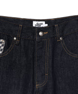 CHECK APPLIQUE DENIM PANTS BLUE(CV2GSFD111A)