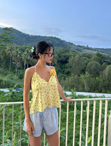Flower Backless Bustier Blouse