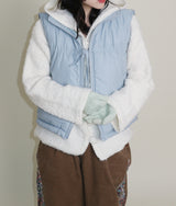 Teddy Ribbon Knot High Neck Cropped Padded Vest (6 ounces)