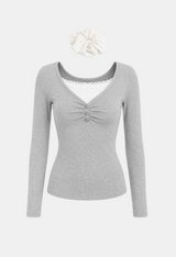 Melly Lace Layered Shirring Tee