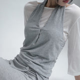 [Auditon] Button Halter Neck Sleeveless Top - 3 color