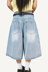 Air Blue Washed Denim Bermuda Pants