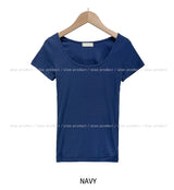 [U-BASIC] Slimming Basic Square Neck S/S T-shirt