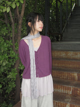 Genoc V-Neck Slim Fit Color Cardigan