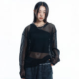 Cut Off Net Knit - BLACK