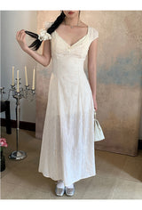 Ivory Punching Layered Long Dress