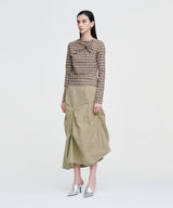 Twisted Check High-neck Top _ BEIGE