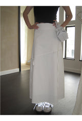 Work White Ribbon Long Skirt