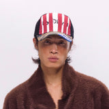 NyDkyel™ ヴィンテージ赤ストライプ迷彩パッチワークベースボールキャップ