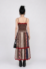 ETHNIC PATCHWORK LACE MAXI DRESS