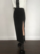 Suede Slit Maxi Skirt