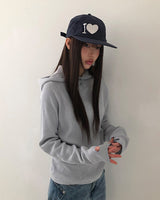 ブレハイネックワッフルフード長袖Tシャツ