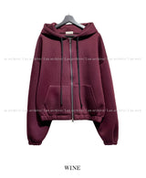 Neoprene semi-crop hooded zip-up