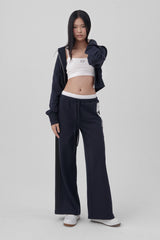 05ソフトダブルウエストストレートパンツ、グロウネイビー