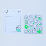 Seal stickers: White puppy, blue, green, 2-sheet set